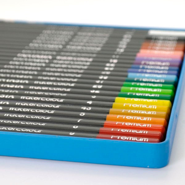 Tin box with 24 watercolor colored pencils