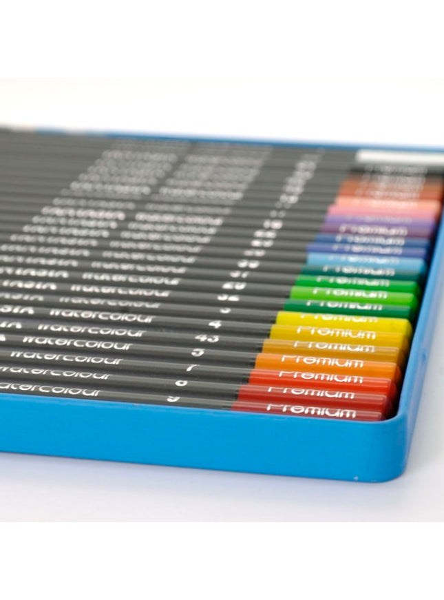 Blikken doos met 24 aquarel-kleurpotloden