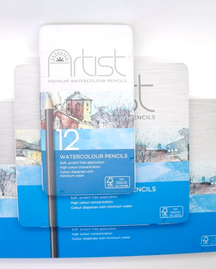 Blikken doos met 24 aquarel-kleurpotloden