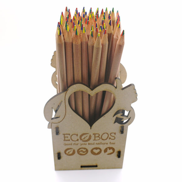 Tube Ecobos contenant 72 crayons arc-en-ciel