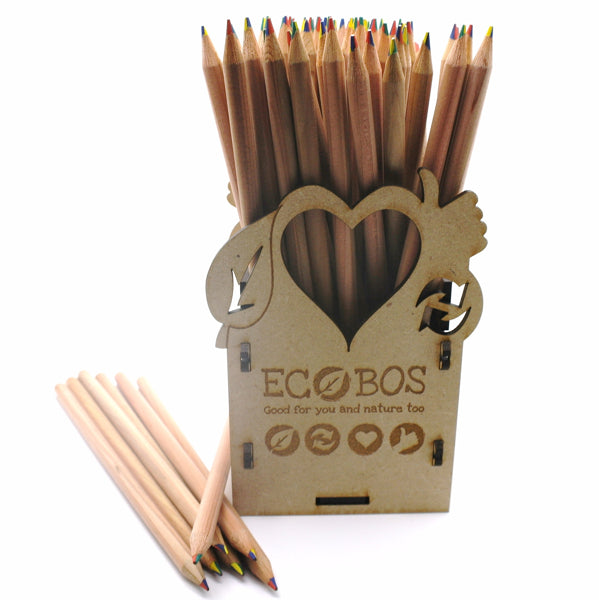 Tube Ecobos contenant 72 crayons arc-en-ciel