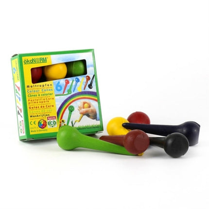 ökonorm - waskrijtjes kleurdruppels 6 kleuren in doos