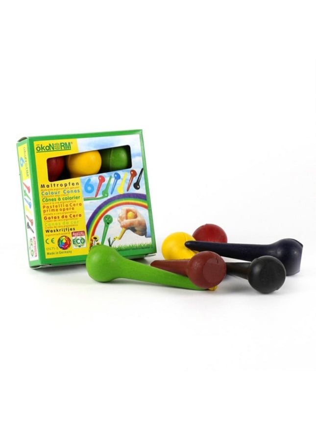 ökonorm - waskrijtjes kleurdruppels 6 kleuren in doos