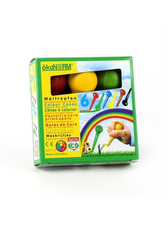 ökonorm - waskrijtjes kleurdruppels 6 kleuren in doos