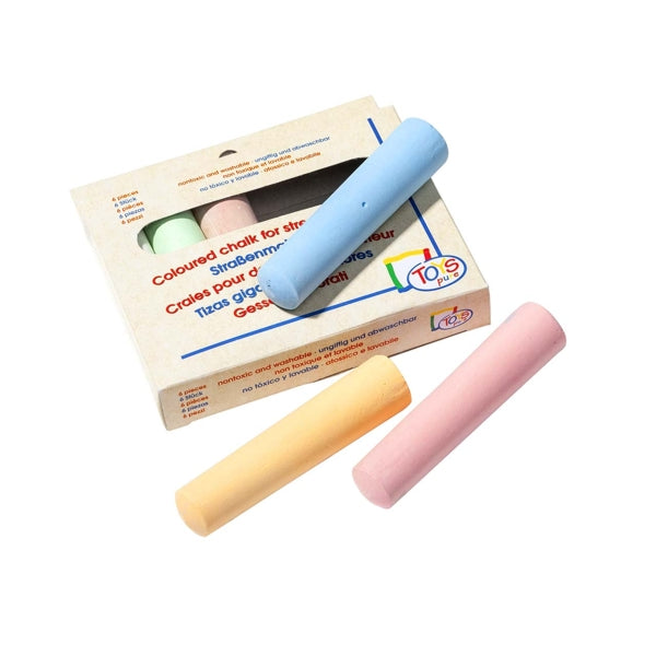 kartonnen doosje met stoepkrijt - 6 kleuren