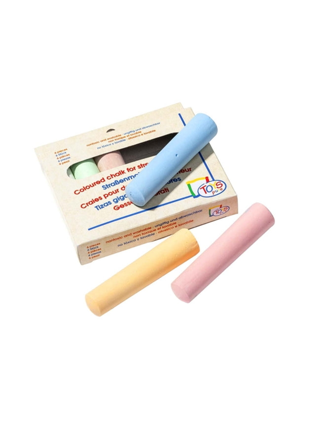 kartonnen doosje met stoepkrijt - 6 kleuren