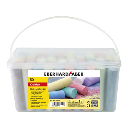 plastic doos met 50 staven stoepkrijt - gemengde kleuren