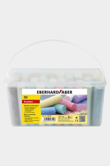 plastic box with 50 chalk sticks - assorted colours