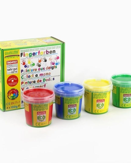vingerverf 4 kleuren (4x 150ml) - rood, groen, geel, blauw