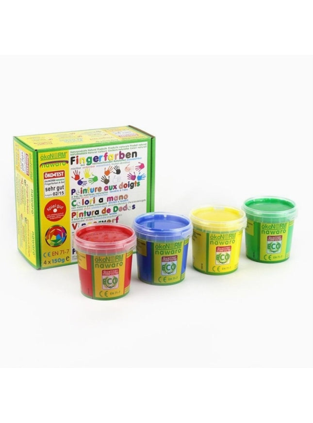 vingerverf 4 kleuren (4x 150ml) - rood, groen, geel, blauw