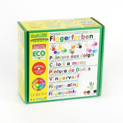 vingerverf 4 kleuren (4x 150ml) - oranje, bruin, zwart, wit