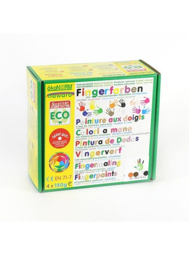 vingerverf 4 kleuren (4x 150ml) - oranje, bruin, zwart, wit