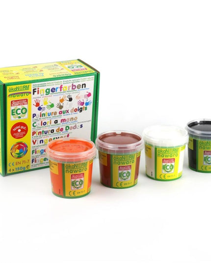Finger paint 4 colors (4x 150ml) - orange, brown, black, white