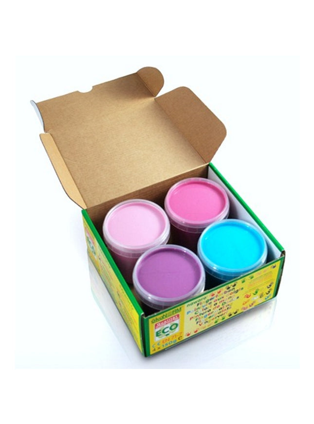 vingerverf "Princess Ecofee" 4 kleuren (4x 150ml) - lichtroze, donkerroze, paars, turkoois