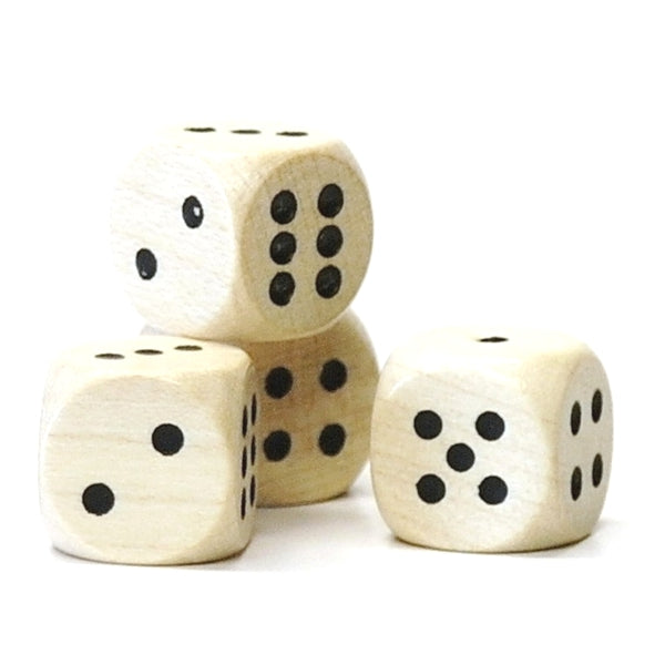 houten dobbelsteen met zwarte ogen - 12 mm