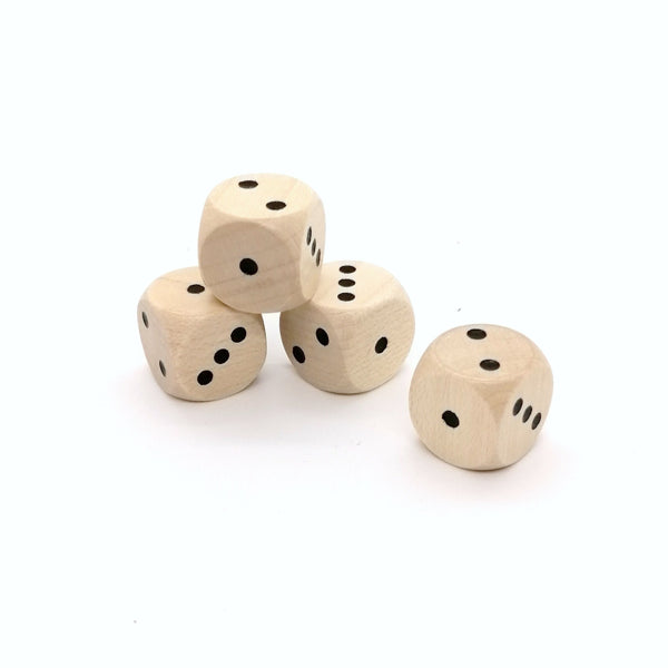 houten dobbelsteen met zwarte ogen 1/2/3 - 16 mm