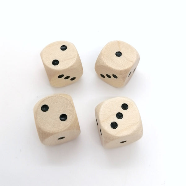 houten dobbelsteen met zwarte ogen 1/2/3 - 16 mm