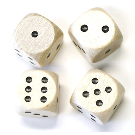 houten dobbelsteen met zwarte ogen - 16 mm