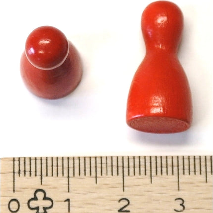houten pion "Halmakegel" - ca. 12x24 mm - rood