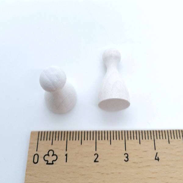 houten pion "Halmakegel" - ca. 12x24 mm - wit