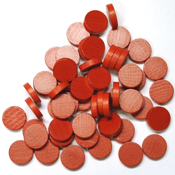 houten schijf ca. 15 mm ø 4 mm dik - rood