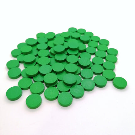 houten schijf ca. 15 mm ø 4 mm dik - groen