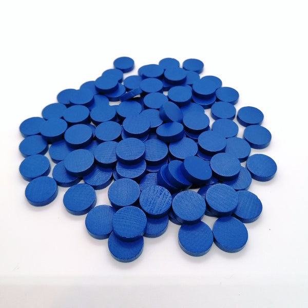 houten schijf ca. 15 mm ø 4 mm dik - blauw