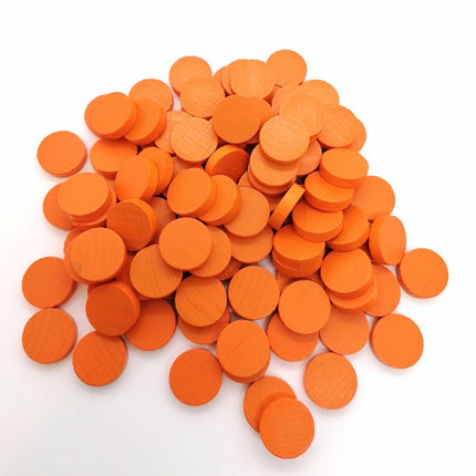 houten schijf ca. 15 mm ø 4 mm dik - oranje