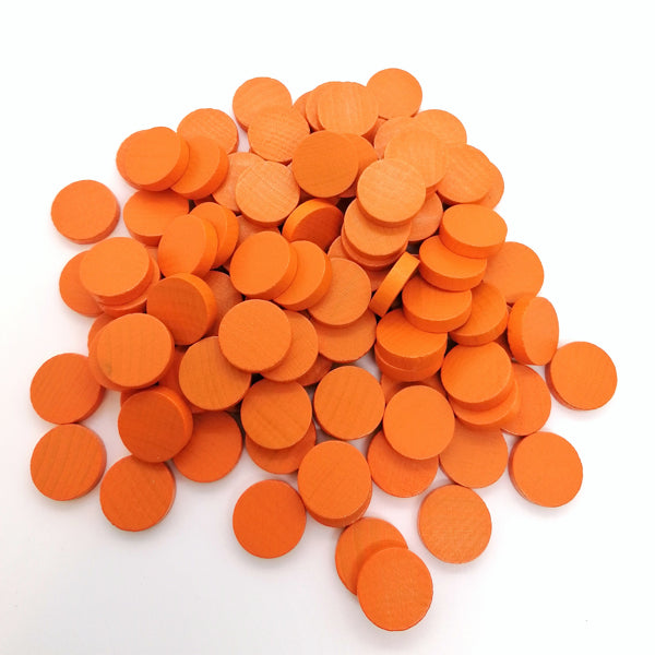 houten schijf ca. 15 mm ø 4 mm dik - oranje