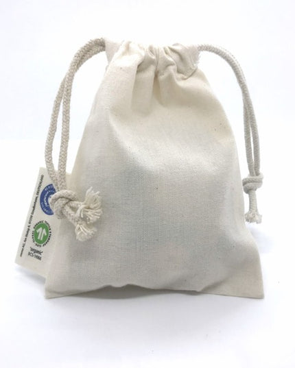 BIO- & Fairtrade katoenen zak met touwsluiting ca. 10x14 cm