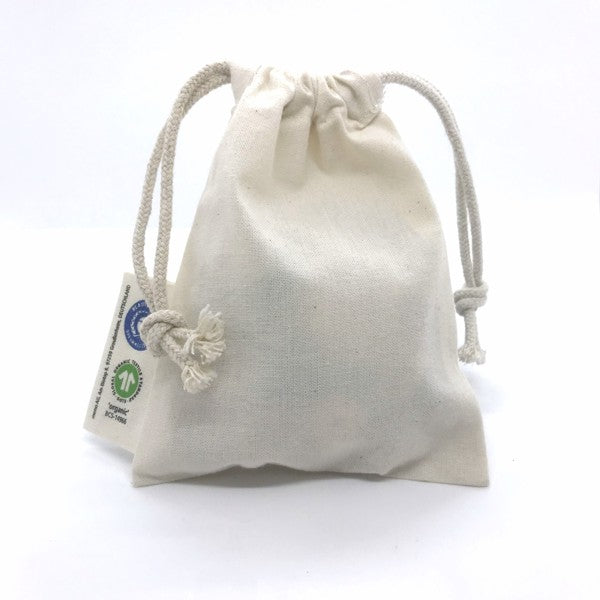 BIO- & Fairtrade katoenen zak met touwsluiting ca. 10x14 cm
