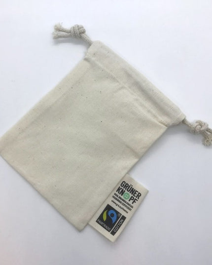 BIO- & Fairtrade katoenen zak met touwsluiting ca. 10x14 cm