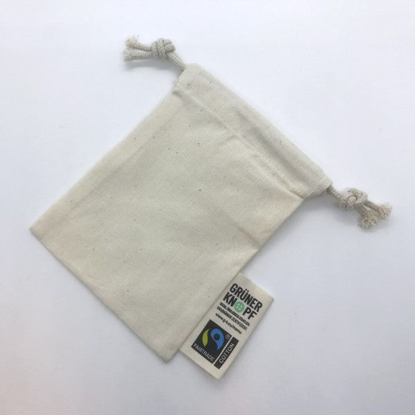 BIO- & Fairtrade katoenen zak met touwsluiting ca. 10x14 cm