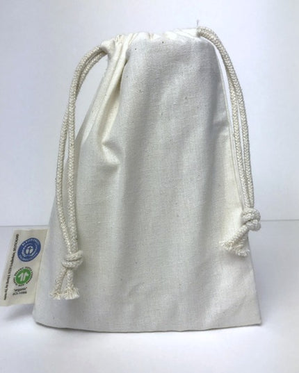 BIO- & Fairtrade katoenen zak met touwsluiting ca. 15x20 cm