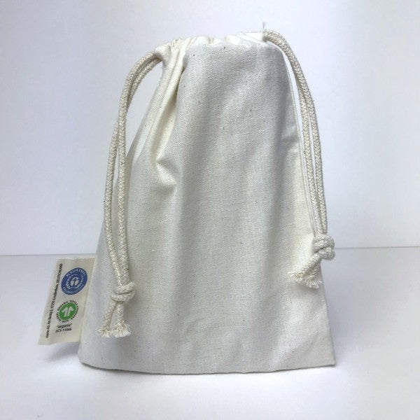 BIO- & Fairtrade katoenen zak met touwsluiting ca. 15x20 cm