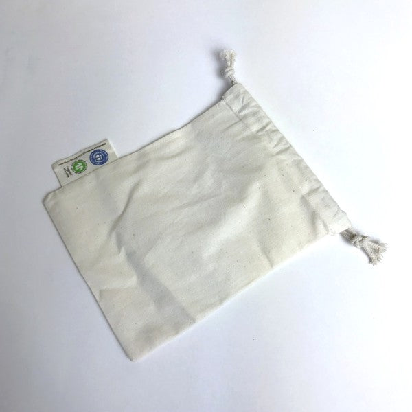 BIO- & Fairtrade katoenen zak met touwsluiting ca. 15x20 cm