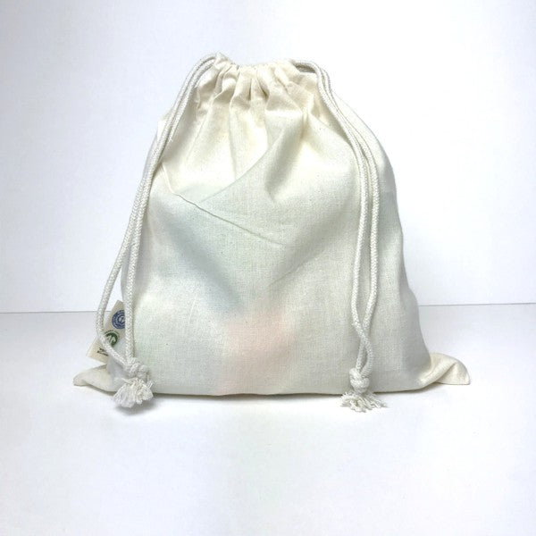 BIO- & Fairtrade katoenen zak met touwsluiting ca. 25x30 cm