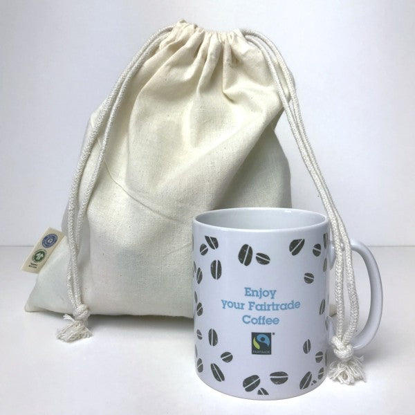 BIO- & Fairtrade katoenen zak met touwsluiting ca. 25x30 cm