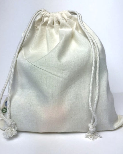 BIO- & Fairtrade katoenen zak met touwsluiting ca. 25x30 cm