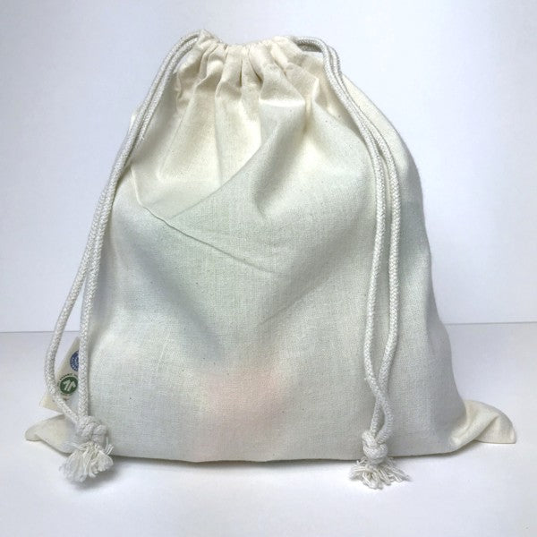 BIO- & Fairtrade katoenen zak met touwsluiting ca. 25x30 cm