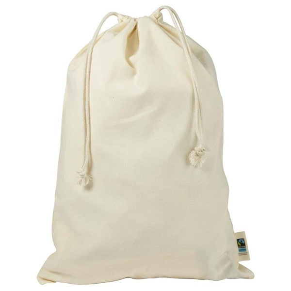 BIO- & Fairtrade katoenen zak met touwsluiting ca. 30x45 cm