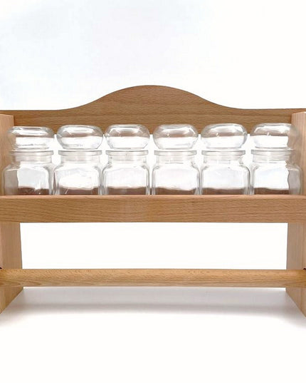 kruidenrek + 6 glazen potjes 120ml & rek