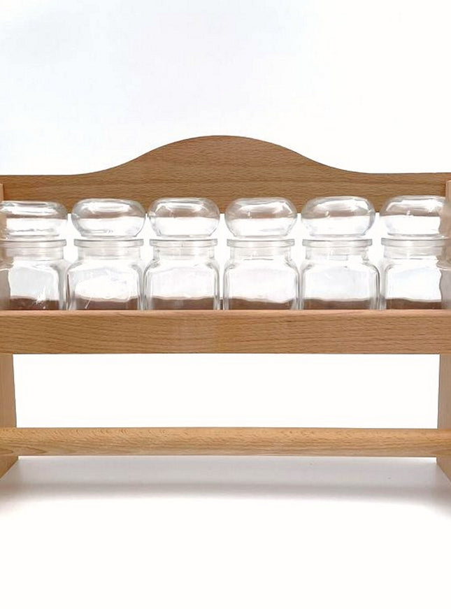 kruidenrek + 6 glazen potjes 120ml & rek