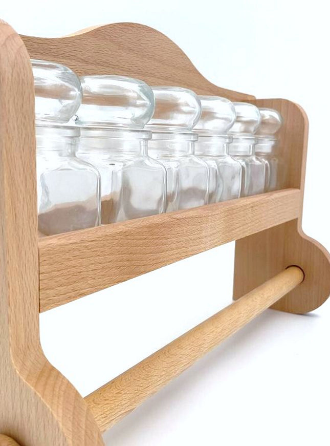 kruidenrek + 6 glazen potjes 120ml & rek