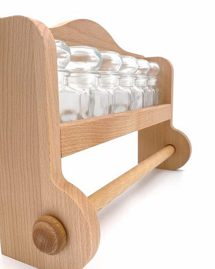 kruidenrek + 6 glazen potjes 120ml & rek