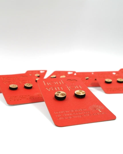 Houten oorbellen - Mix van 12 - Natuur