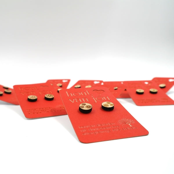 Houten oorbellen - Mix van 12 - Natuur