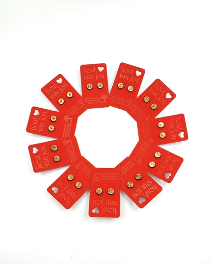 Houten oorbellen - Mix van 12 - Natuur