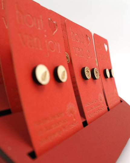 Houten oorbellen - Mix van 12 - Natuur