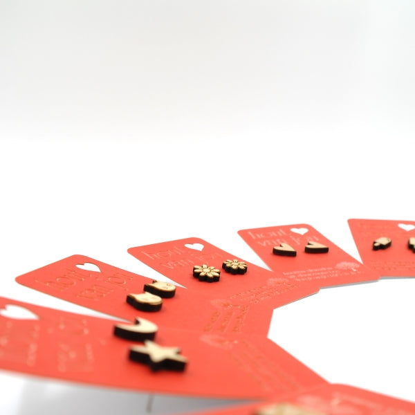 Houten oorbellen - Mix van 12 - Vormen en symbolen